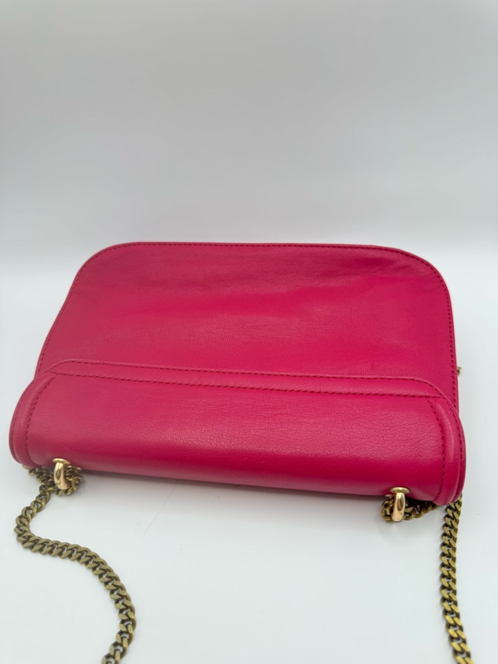 See By Chloe Lois Leather Crossbody Bag Raspberry Pink Gold Chain Turnlock - Picture 5 of 8